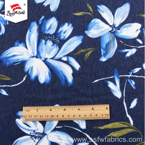 Flower Pattern Spandex Printed RayonPolyester Knit Fabric